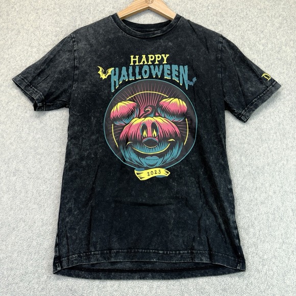 Disney Other - Disney Happy Halloween 2023 Mickey Mouse Acid Wash Graphic T-Shirt Black XS